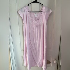 Miss Elaine Light Pink Nightgown with Ruffle Trim - Pink Swiss Dot - Large